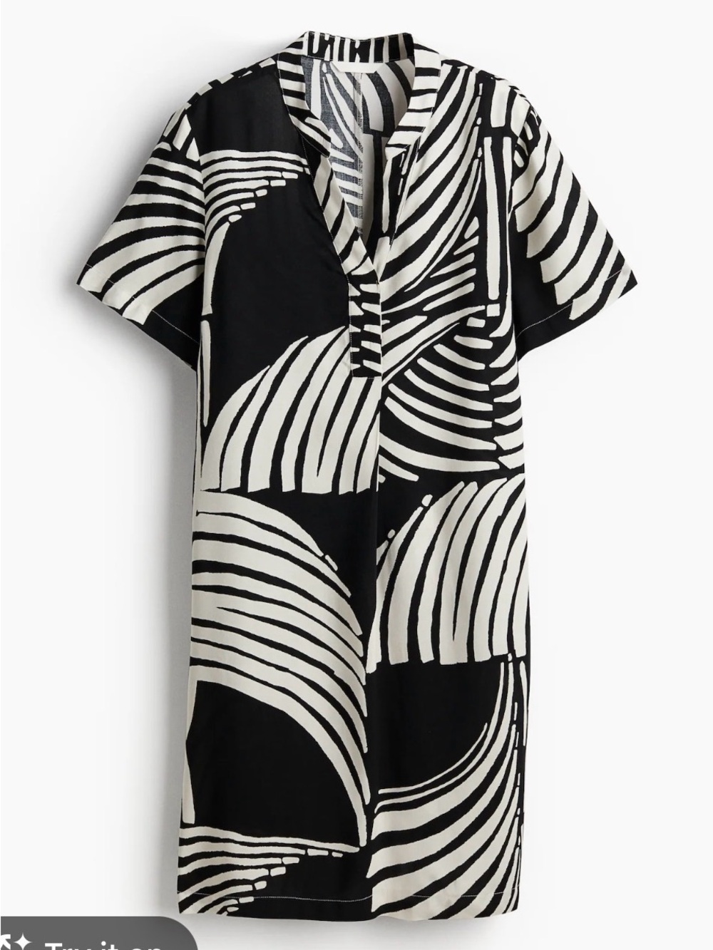 H&M Black & White Graphic Button-Front Tunic